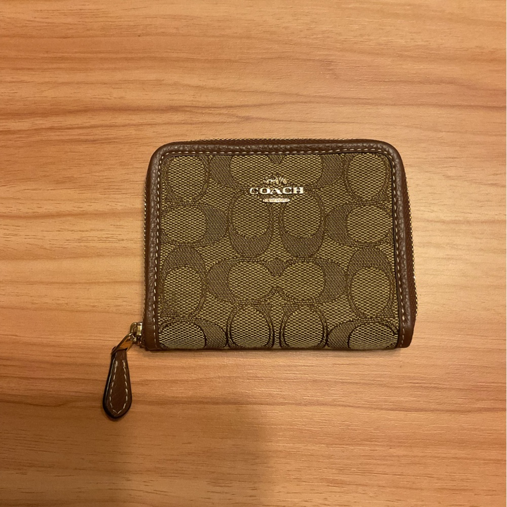 Coach Tan and Brown Wallet in Signature Canvas